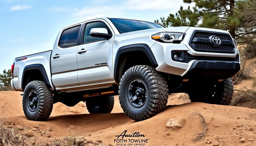 2025 Toyota Tacoma with lift kit on off-road trail