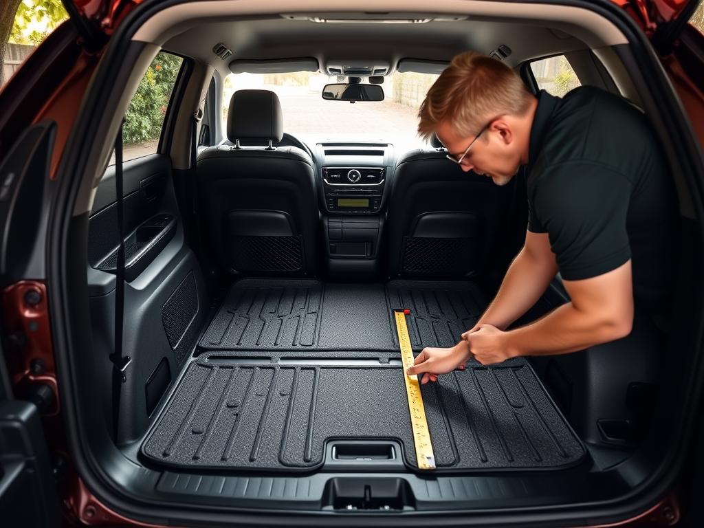 Author testing floor mats in a Toyota RAV4