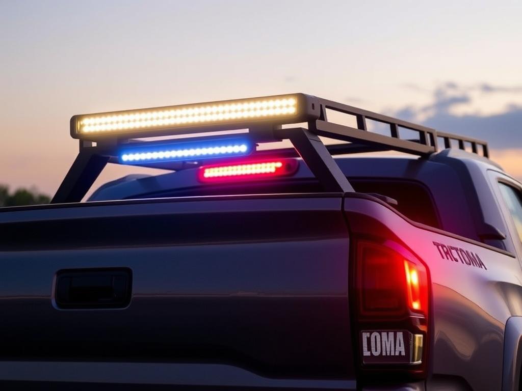 Cali Raised LED Premium Roof Rack with light bar - best tacoma roof rack with lighting