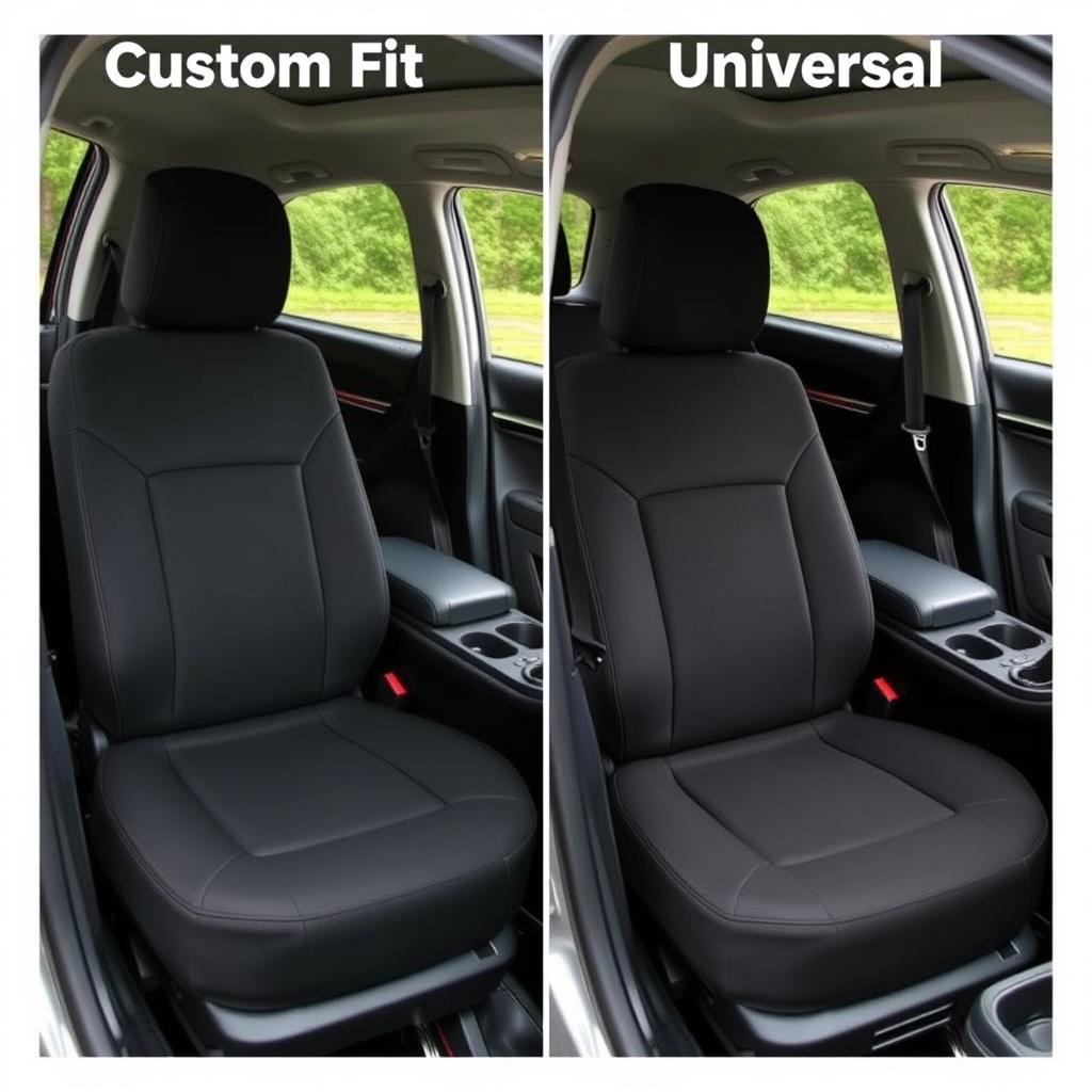 Comparison of custom vs universal Toyota RAV4 seat covers showing fit differences