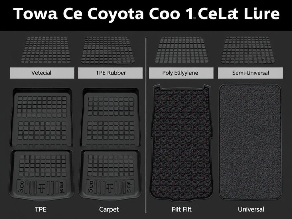Different types of Toyota Corolla cargo liners showing material and design variations