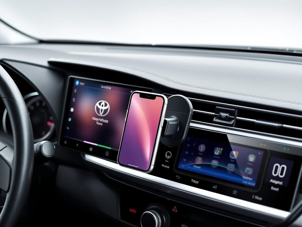 MaserWeller MagSafe Mount for Toyota Corolla showing magnetic attachment with iPhone