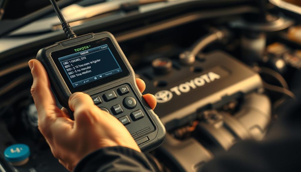 OBD-II scanner Toyota engine inspection diagnostic process