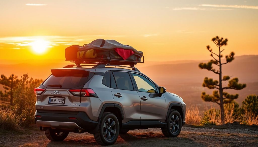 Toyota RAV4 with roof rack in adventure setting - best roof rack for Toyota RAV4 2025 review