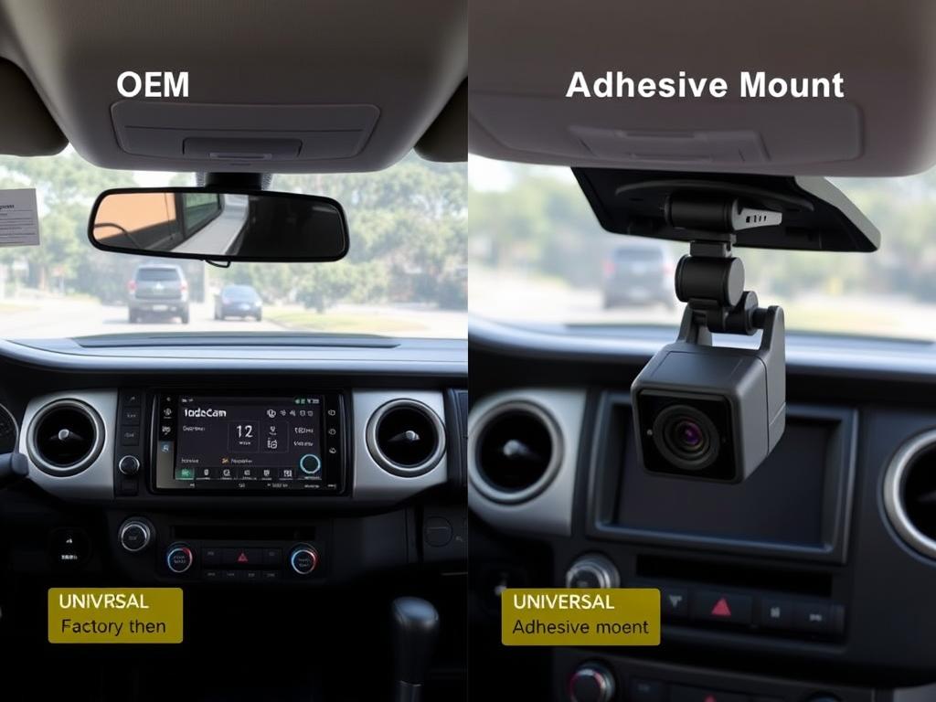 Toyota Tacoma dash cam installation comparison - OEM vs universal mounting options