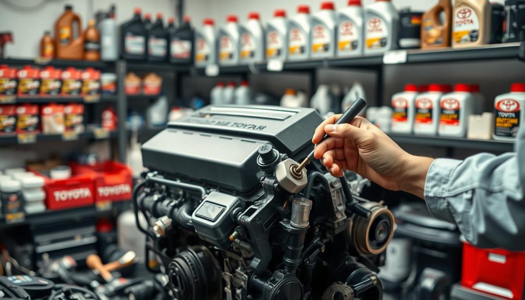 Toyota engine oil check and fluid inspection