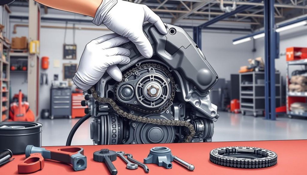 Toyota timing chain cover removal process