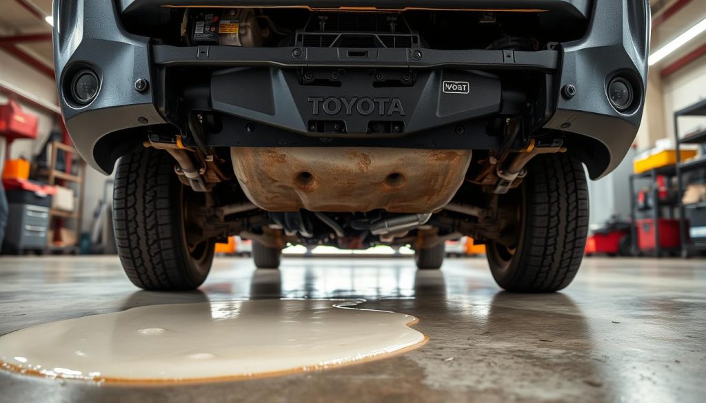 coolant leak symptoms under Toyota vehicle