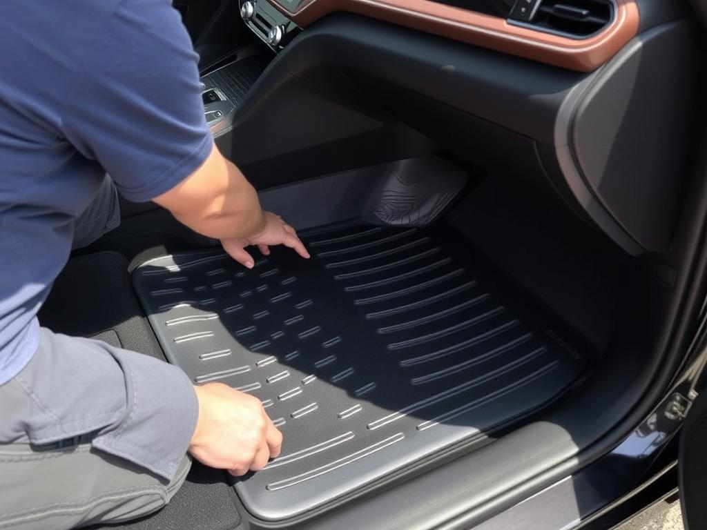 Author testing floor mats in a 2020 Toyota Camry - best floor mats for Toyota Camry