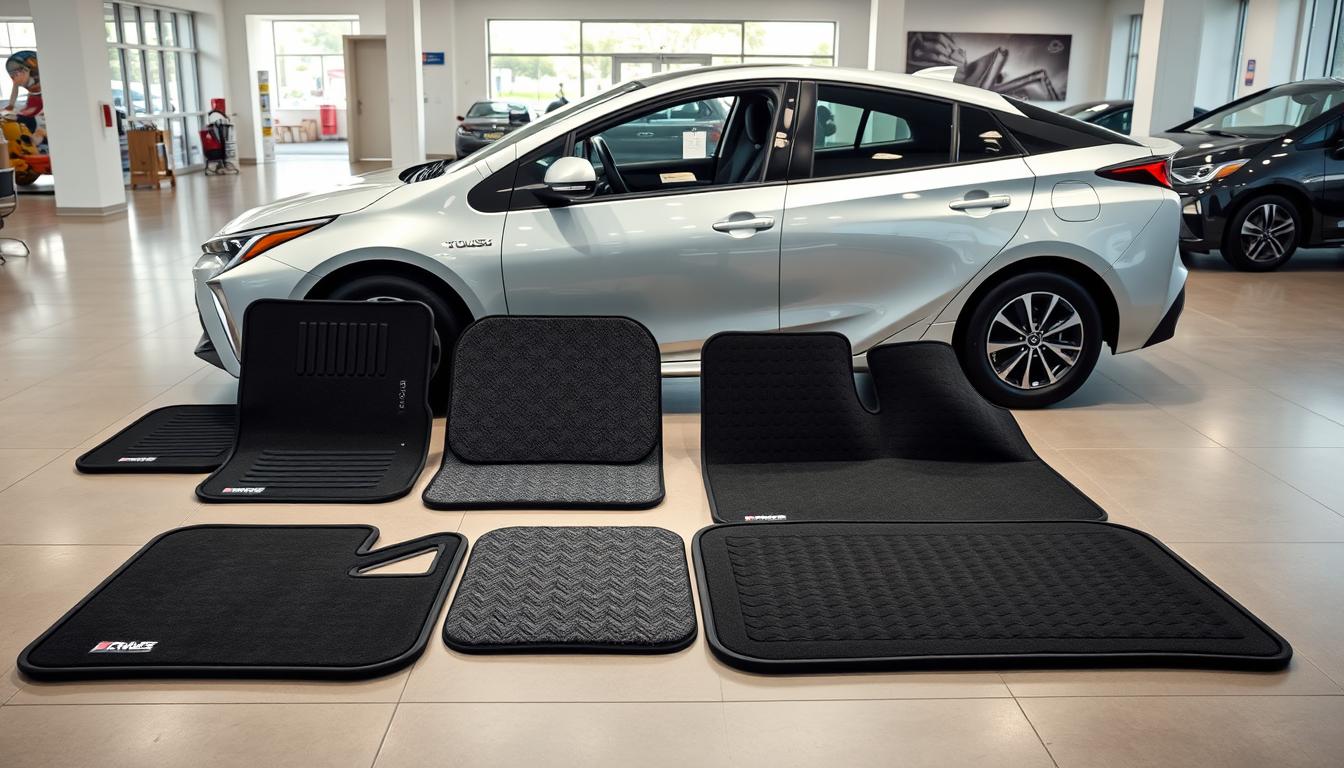 Best floor mats for Toyota Prius - collection of top-rated mats displayed in a 2025 Prius interior