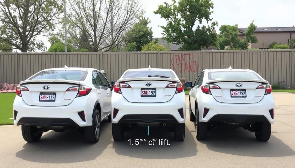 Comparison of different Toyota Prius lift heights - Toyota Prius lift kit height comparison