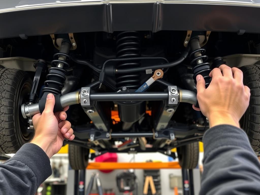 Our team installing a Toyota Prius lift kit during testing - Toyota Prius lift kit installation process