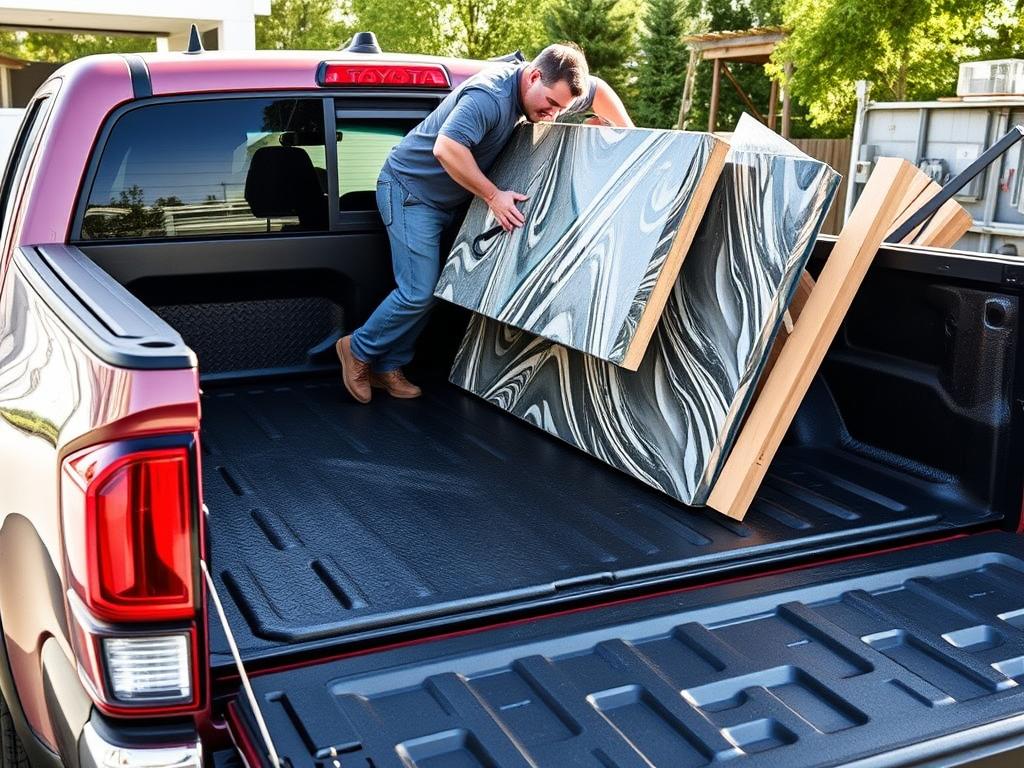 Testing Toyota Tacoma cargo liner 2025 with heavy materials