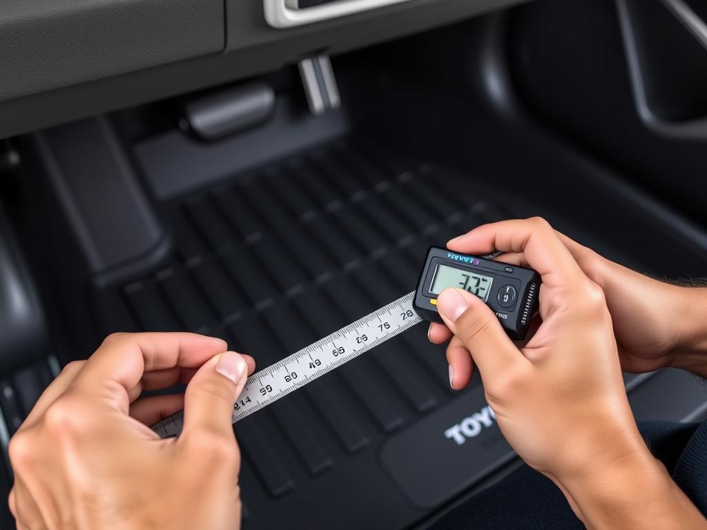 Testing floor mats for Toyota Prius - measurement of material thickness and fit precision