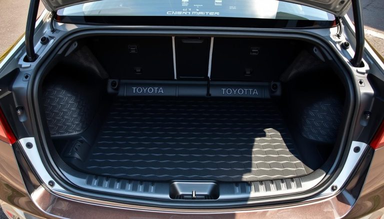 Toyota Camry cargo liner installed in trunk - perfect custom fit protection