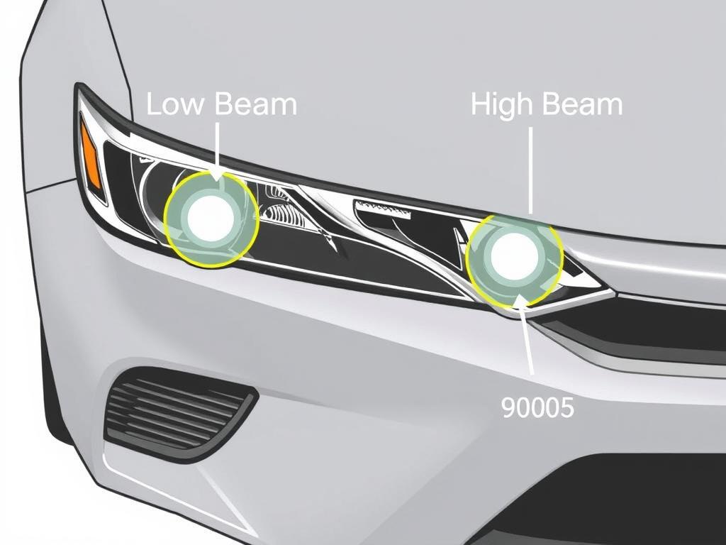 Toyota Camry headlight bulb types and locations diagram - best LED headlight for Toyota Camry 2025 review