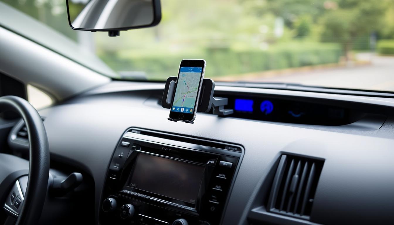Toyota Prius dashboard with ProClip custom phone mount installed - best Toyota Prius phone mount 2025 review