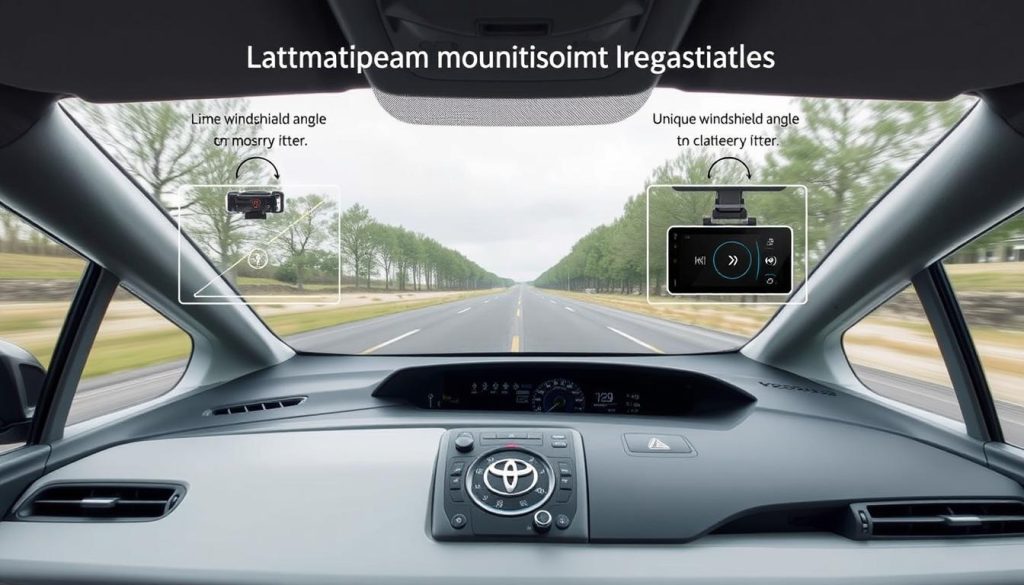 Toyota Prius dashboard with dash cam installation points highlighted - Toyota Prius dash cam buying guide