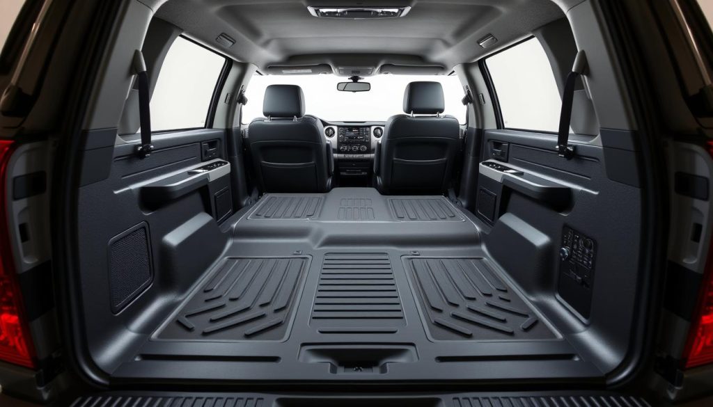 Toyota Tundra interior showing where floor mats are installed